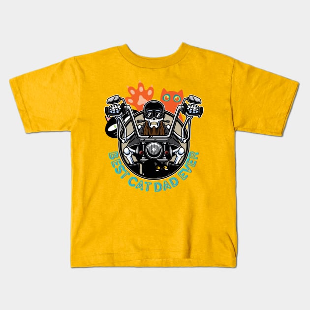 BIKER AND BEST CAT DAD EVER CAT DADDY MOTORCYCLE Kids T-Shirt by DAZu